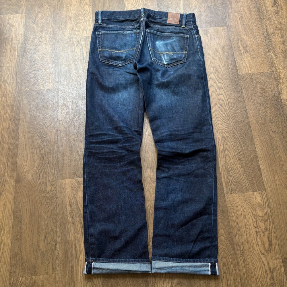 GAP Jeans 1969 Mens Straight Leg Dark Wash Red Line Selvedge Denim Faded Jeans